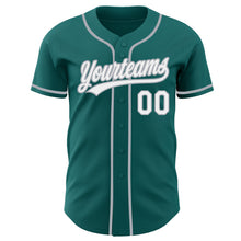 Load image into Gallery viewer, Custom Teal White-Gray Authentic Baseball Jersey