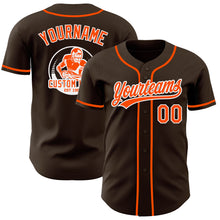 Load image into Gallery viewer, Custom Brown Orange-White Authentic Baseball Jersey