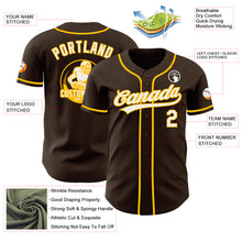 Load image into Gallery viewer, Custom Brown White-Gold Authentic Baseball Jersey