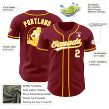 Load image into Gallery viewer, Custom Crimson White-Yellow Authentic Baseball Jersey