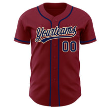 Laden Sie das Bild in den Galerie-Viewer, Custom Crimson Navy-Cream Authentic Baseball Jersey
