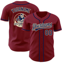 Laden Sie das Bild in den Galerie-Viewer, Custom Crimson Navy-Cream Authentic Baseball Jersey