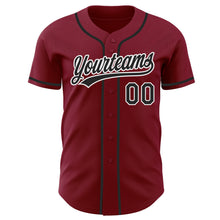 Load image into Gallery viewer, Custom Crimson Black-White Authentic Baseball Jersey