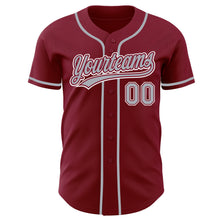 Load image into Gallery viewer, Custom Crimson Gray-White Authentic Baseball Jersey