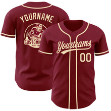 Laden Sie das Bild in den Galerie-Viewer, Custom Crimson-Cream Authentic Baseball Jersey