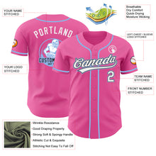 Load image into Gallery viewer, Custom Pink White Black-Light Blue Authentic Baseball Jersey