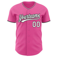Load image into Gallery viewer, Custom Pink White-Black Authentic Baseball Jersey