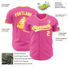 Load image into Gallery viewer, Custom Pink White-Yellow Authentic Baseball Jersey