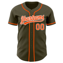 Load image into Gallery viewer, Custom Olive Orange-White Authentic Baseball Jersey