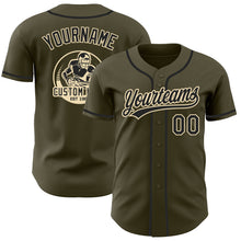 Load image into Gallery viewer, Custom Olive Black-Cream Authentic Baseball Jersey