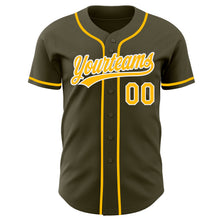 Load image into Gallery viewer, Custom Olive Gold-White Authentic Baseball Jersey