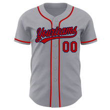 Load image into Gallery viewer, Custom Gray Red-Navy Authentic Baseball Jersey