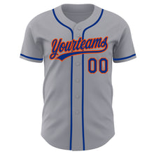 Load image into Gallery viewer, Custom Gray Royal-Orange Authentic Baseball Jersey