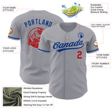 Load image into Gallery viewer, Custom Gray Red-Royal Authentic Baseball Jersey