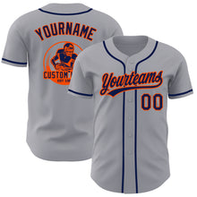 Load image into Gallery viewer, Custom Gray Navy-Orange Authentic Baseball Jersey
