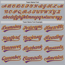 Load image into Gallery viewer, Custom Gray Purple-Gold Authentic Baseball Jersey