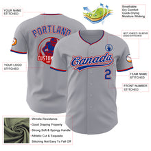 Load image into Gallery viewer, Custom Gray Royal White-Red Authentic Baseball Jersey