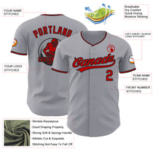 Laden Sie das Bild in den Galerie-Viewer, Custom Gray Red-Black Authentic Baseball Jersey