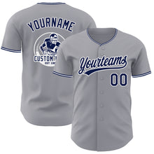 Load image into Gallery viewer, Custom Gray Navy-White Authentic Baseball Jersey