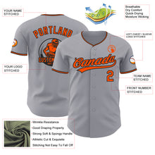 Load image into Gallery viewer, Custom Gray Orange-Black Authentic Baseball Jersey