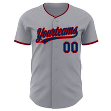 Load image into Gallery viewer, Custom Gray Navy-Red Authentic Baseball Jersey