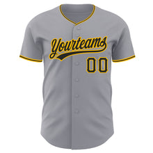 Load image into Gallery viewer, Custom Gray Black-Gold Authentic Baseball Jersey