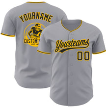 Load image into Gallery viewer, Custom Gray Black-Gold Authentic Baseball Jersey