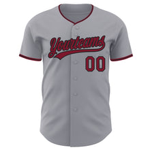 Laden Sie das Bild in den Galerie-Viewer, Custom Gray Crimson-Black Authentic Baseball Jersey