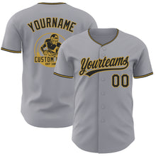 Load image into Gallery viewer, Custom Gray Black-Old Gold Authentic Baseball Jersey
