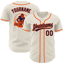 Load image into Gallery viewer, Custom Cream Navy-Orange Authentic Baseball Jersey
