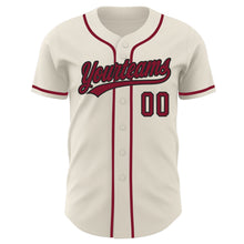 Load image into Gallery viewer, Custom Cream Crimson-Black Authentic Baseball Jersey