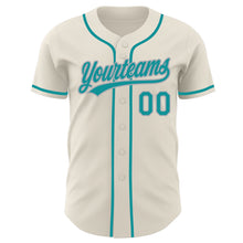 Load image into Gallery viewer, Custom Cream Teal-Gray Authentic Baseball Jersey