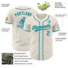 Load image into Gallery viewer, Custom Cream Teal-Gray Authentic Baseball Jersey