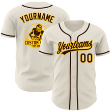 Load image into Gallery viewer, Custom Cream Brown-Gold Authentic Baseball Jersey