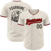 Laden Sie das Bild in den Galerie-Viewer, Custom Cream Black-Red Authentic Baseball Jersey