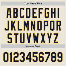 Load image into Gallery viewer, Custom Cream Navy-Gold Authentic Baseball Jersey