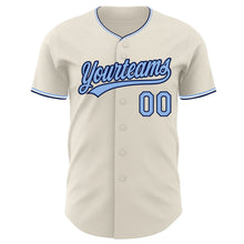 Load image into Gallery viewer, Custom Cream Light Blue Navy-White Authentic Baseball Jersey