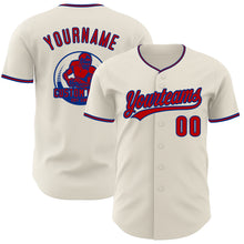 Load image into Gallery viewer, Custom Cream Red-Royal Authentic Baseball Jersey
