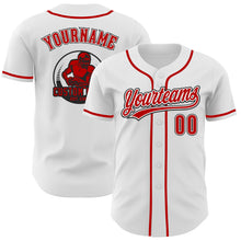 Laden Sie das Bild in den Galerie-Viewer, Custom White Red-Black Authentic Baseball Jersey