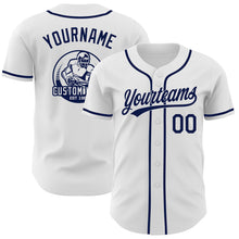 Load image into Gallery viewer, Custom White-Navy Authentic Baseball Jersey