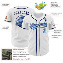 Laden Sie das Bild in den Galerie-Viewer, Custom White Light Blue-Navy Authentic Baseball Jersey