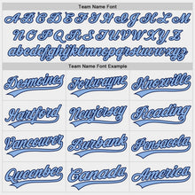 Laden Sie das Bild in den Galerie-Viewer, Custom White Light Blue-Navy Authentic Baseball Jersey