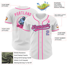 Load image into Gallery viewer, Custom White Light Blue Black-Pink Authentic Baseball Jersey
