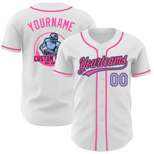 Load image into Gallery viewer, Custom White Light Blue Black-Pink Authentic Baseball Jersey