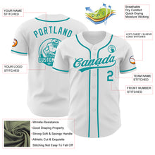 Load image into Gallery viewer, Custom White-Teal Authentic Baseball Jersey