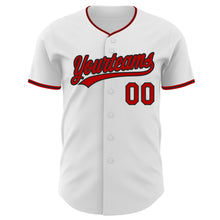 Load image into Gallery viewer, Custom White Red-Black Authentic Baseball Jersey