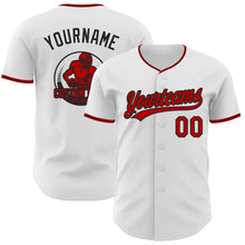 Load image into Gallery viewer, Custom White Red-Black Authentic Baseball Jersey
