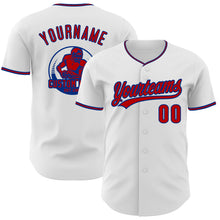 Load image into Gallery viewer, Custom White Red-Royal Authentic Baseball Jersey