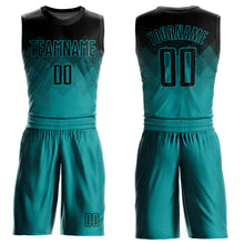 Загрузить изображение в средство просмотра галереи, Custom Teal Black Round Neck Sublimation Basketball Suit Jersey