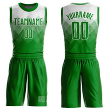 Laden Sie das Bild in den Galerie-Viewer, Custom White Grass Green Round Neck Sublimation Basketball Suit Jersey